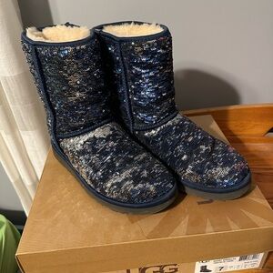 UGG Size 7 Blue Sequin Boots